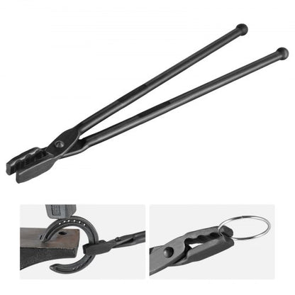 Blacksmith Tongs, 18” Wolf Jaw Tongs, Carbon Steel Forge Tongs with A3 Steel Rivets, for Horseshoes, Curved Shapes, Block Forgings, for Beginner and Seasoned Blacksmiths and Bladesmiths