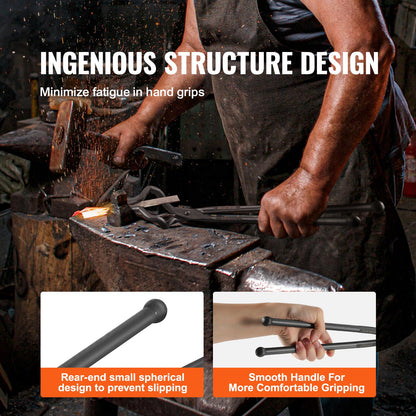 Smedtång, 18” Z V-bittång, smidestång i kolstål med A3 stålnitar, för knivblad, långa stycken, cirkulära smide, för nybörjare och erfarna smeder och bladsmeder