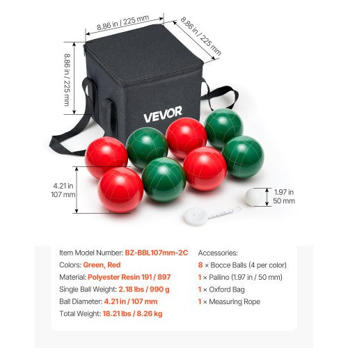 Boccia Ball Set Boccia Ball Game Set 107 mm 8 Resin Balls 2 Colors for the Beach | EU