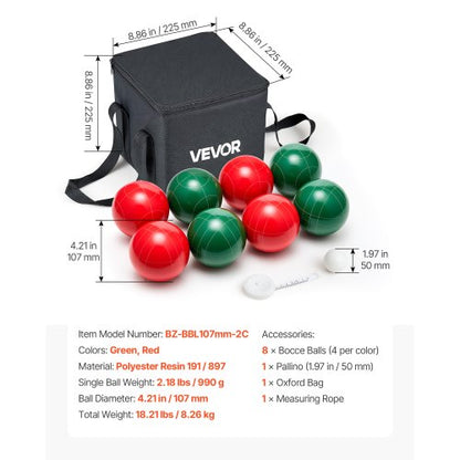 Boccia Ball Set Boccia Ball Game Set 107 mm 8 Resin Balls 2 Colors for the Beach | EU