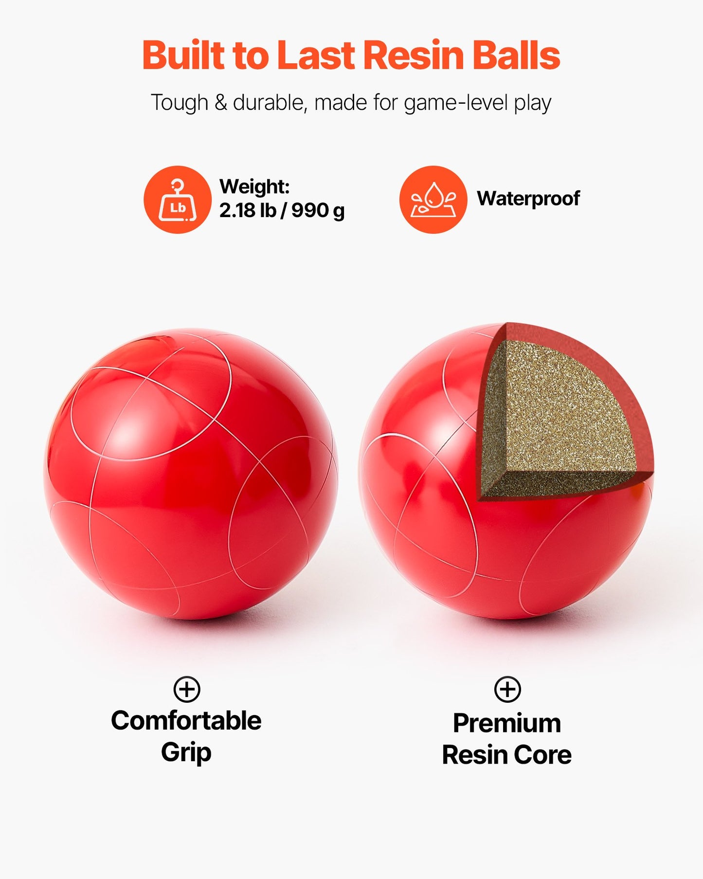 Bocce Ball Set, 107 mm, with 8 Resin Balls, Pallino, Carrying Bag and Measuring Rope, Red/Green/Blue/Yellow 4 Colors, for 2 to 8 Players, Bocce Ball Game Set for Beach, Lawn, Family Backyard