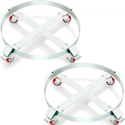 2PCS 55 Gallon Heavy Duty Drum Dolly, 1000 lbs Load Capacity, Barrel Dolly Cart Drum Caddy, Non Tipping Hand Truck Capacity Dollies with Steel Frame 4 Swivel Casters Wheel, for Drum Handling
