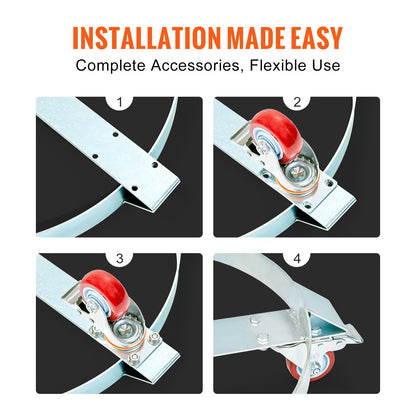 55 Gallon Heavy Duty Drum Dolly, 1250lbs Load Capacity, Barrel Dolly Cart Drum Caddy, Non Tipping Hand Truck Capacity Dollies with Steel Frame 5 Swivel Caster Wheels, for Warehouse Drum Handling