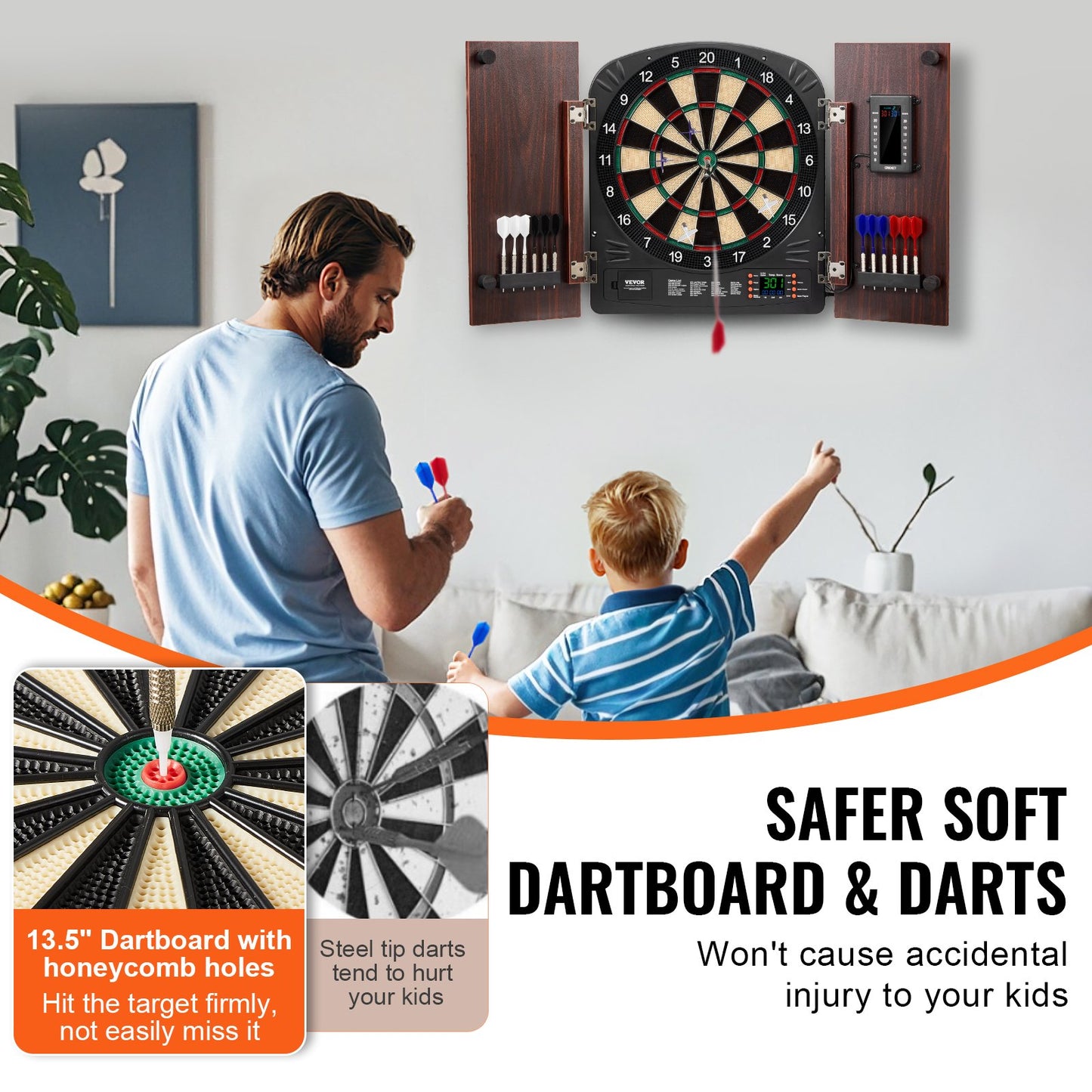 Dartboard och skåp Set komplett med alla tillbehör Enkel montering