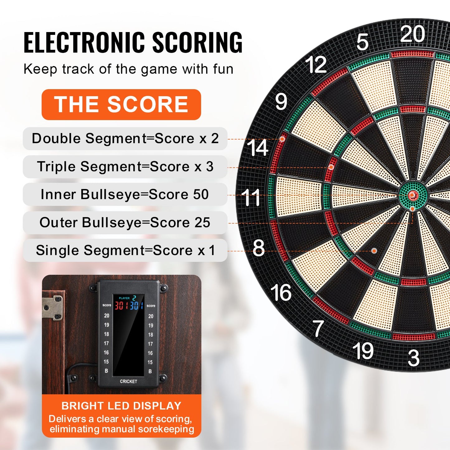 Dartboard och skåp Set komplett med alla tillbehör Enkel montering