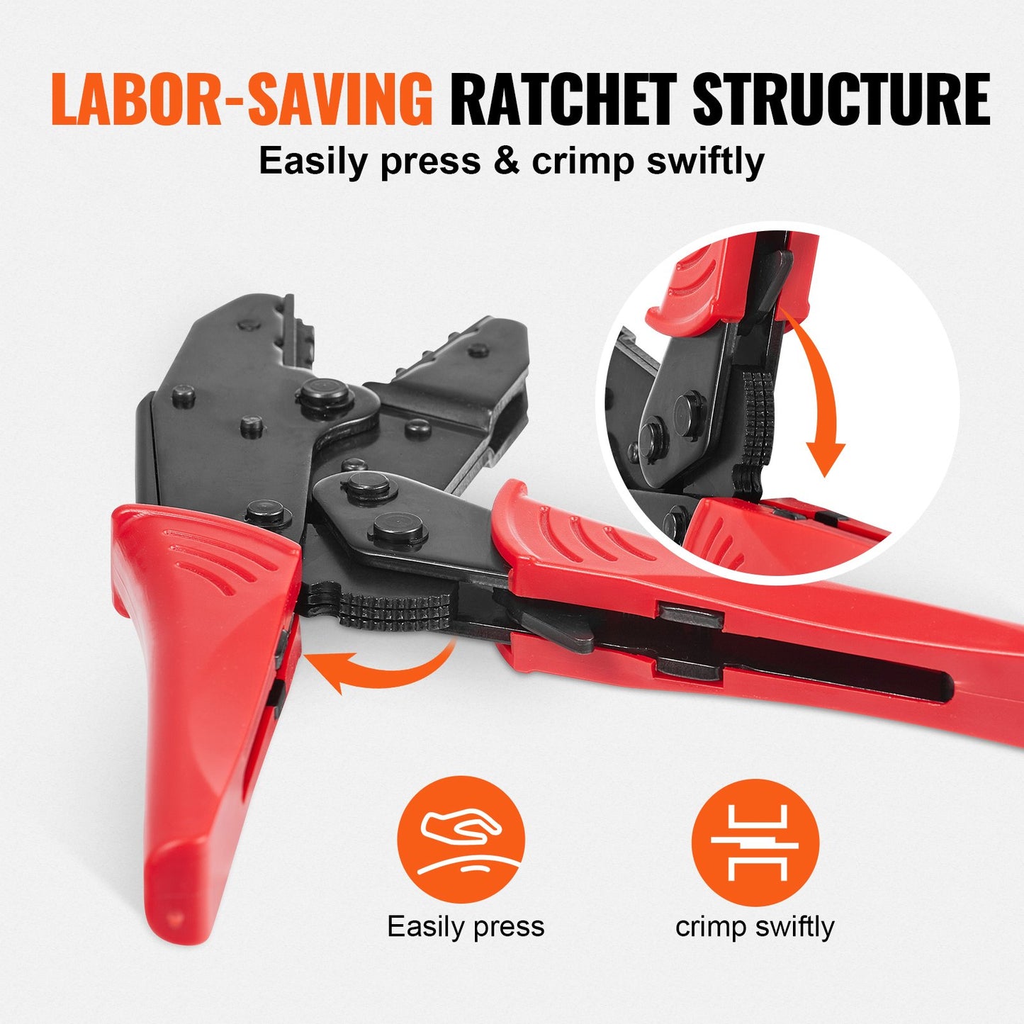 Ratcheting Crimping Tool Set For Insulated Electrical Connectors AWG22-10 with Wire Stripper and 210pcs Heat Shrink Tubes Labor-Saving Ratcheting Wire Crimp Pliers