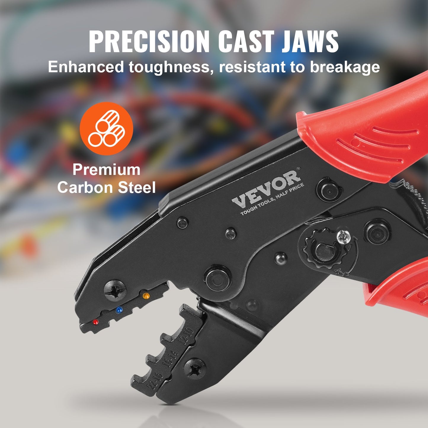 Ratcheting Crimping Tool Set For Insulated Electrical Connectors AWG22-10 with Wire Stripper and 210pcs Heat Shrink Tubes Labor-Saving Ratcheting Wire Crimp Pliers