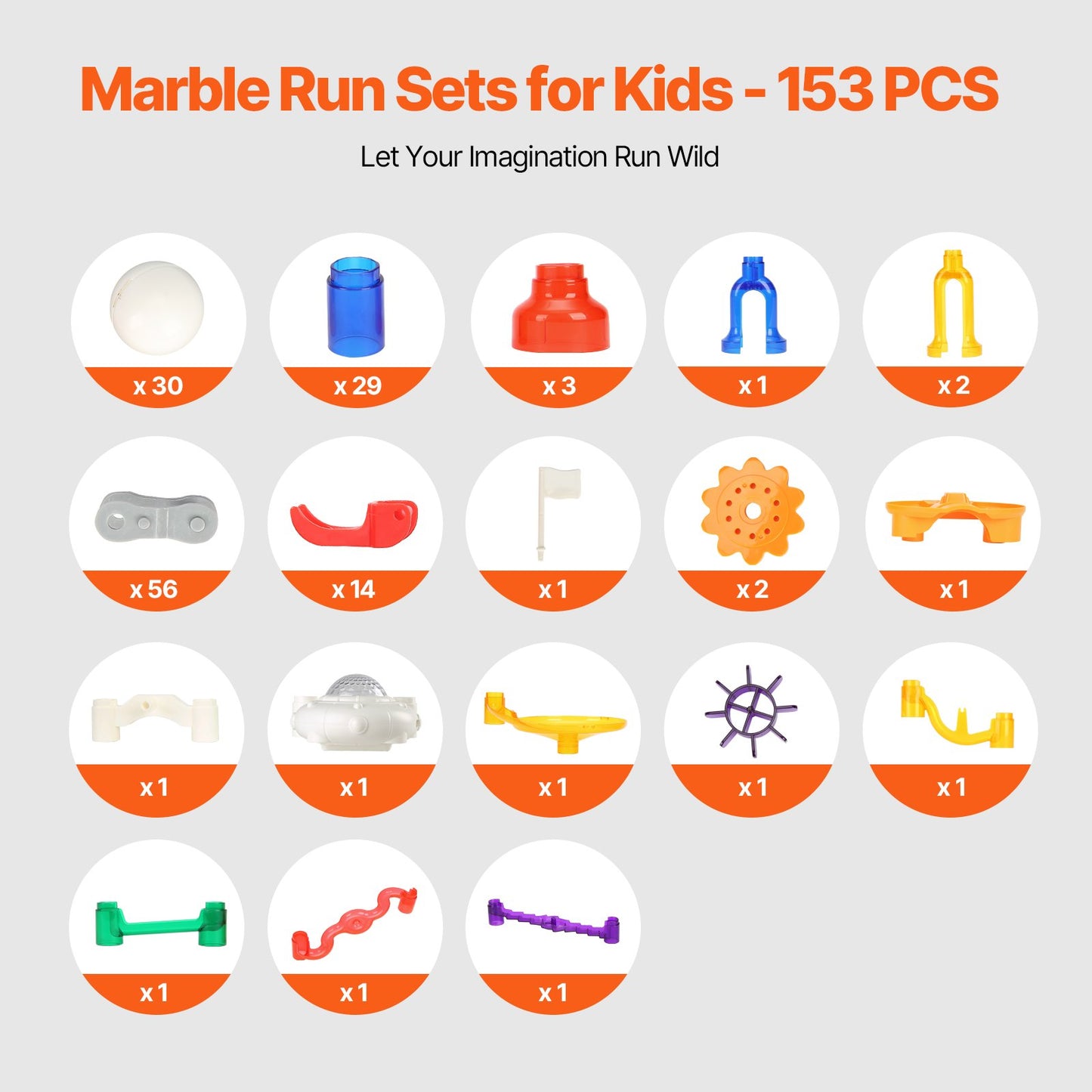 Marble Run Set, 153 PCS with Motorized Elevator, with 30 Plastic Marbles, Marble Maze Building Block Brain Game, Educational Learning Race Track STEM Toys, for Kids, Boys, Girls Ages 3 + Years