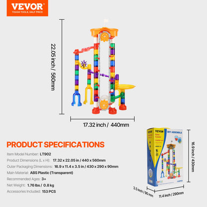 Marble Run Set, 153 PCS with Motorized Elevator, with 30 Plastic Marbles, Marble Maze Building Block Brain Game, Educational Learning Race Track STEM Toys, for Kids, Boys, Girls Ages 3 + Years