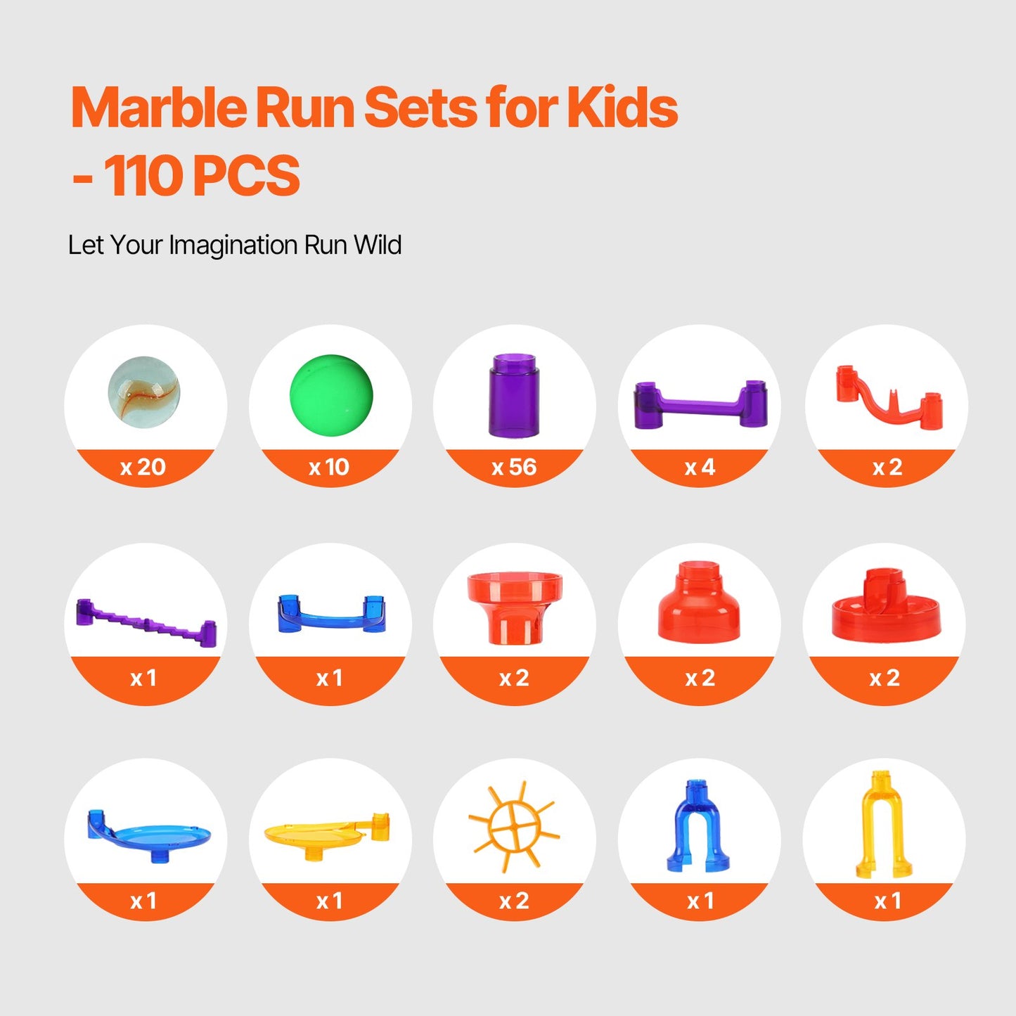 Murmelbahn-Set, 110-teilig, Bausteine, STEM-Spielzeug, pädagogisches Geschenk für Kinder