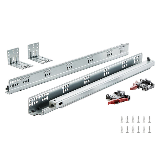 10 Paar 533,4 mm Schubladenführungen für die Unterseite, Hochleistungs-Ausziehführungen mit Stahlkugellagern, sanft schließende, geräuschlose Führungsschienen für Schränke und Küchen mit Verriegelungsmechanismus, 100 Pfund
