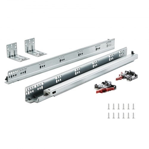 6 Pairs of 21 Inch Drawer Bottom Side Mount Rails, Heavy Duty Full Ball Bearing Extension Steel Track, Soft-Close Noiseless Guide Glides Cabinet Kitchen Runners with Locking Mechanism, 100 Lbs