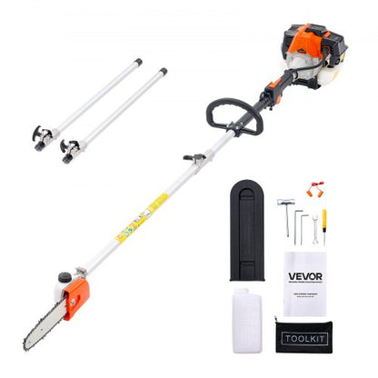 Gas Pole Saw, 33CC 2 Stroke Gas Powered Pole Saws with 8 in Cutting Bar, Cordless Tree Trimmer with 30 fl.oz Fuel Tank, 6.7 to 11.6 ft Extendable, Powerful Chainsaw for Tree Trimming Pruning