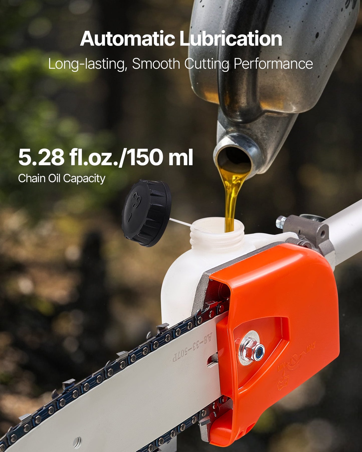 Gas Pole Saw, 33CC 2 Stroke Gas Powered Pole Saws with 8 in Cutting Bar, Cordless Tree Trimmer with 30 fl.oz Fuel Tank, 6.7 to 11.6 ft Extendable, Powerful Chainsaw for Tree Trimming Pruning