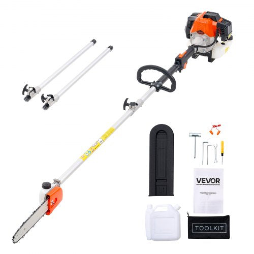 Gas Pole Saw, 43CC 2 Stroke Gas Powered Pole Saws with 10 in Cutting Bar, Cordless Tree Trimmer with 30 fl.oz Fuel Tank, 6.8 to 11.7 ft Extendable, Powerful Chainsaw for Tree Trimming Pruning