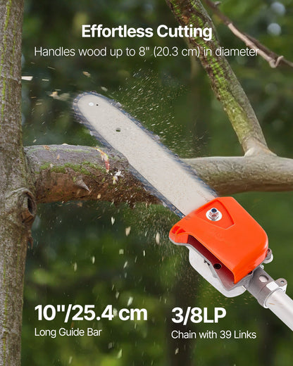 Gas Pole Saw, 43CC 2 Stroke Gas Powered Pole Saws with 10 in Cutting Bar, Cordless Tree Trimmer with 30 fl.oz Fuel Tank, 6.8 to 11.7 ft Extendable, Powerful Chainsaw for Tree Trimming Pruning