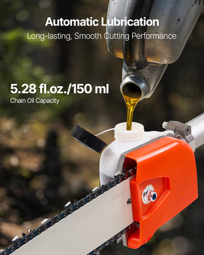 Gas Pole Saw, 43CC 2 Stroke Gas Powered Pole Saws with 10 in Cutting Bar, Cordless Tree Trimmer with 30 fl.oz Fuel Tank, 6.8 to 11.7 ft Extendable, Powerful Chainsaw for Tree Trimming Pruning