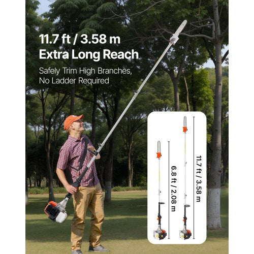 Bensindriven Stångsåg 43CC 2-takts Sladdlös Trädtrimmer 10" Svärd |  EU