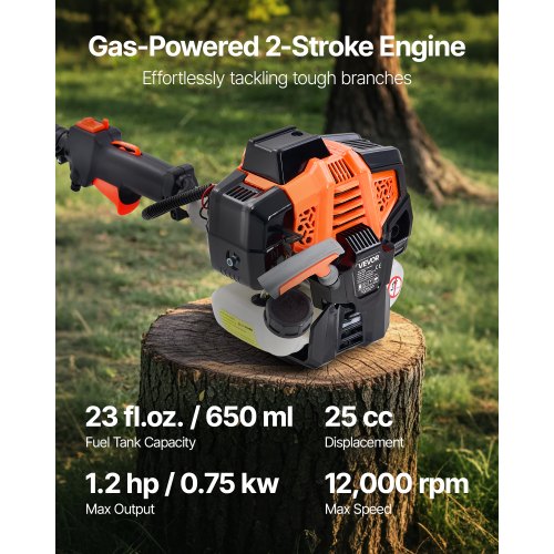 Petrol Pole Saw 25CC 2-Stroke Cordless Tree Trimmer 12" Bar | EU
