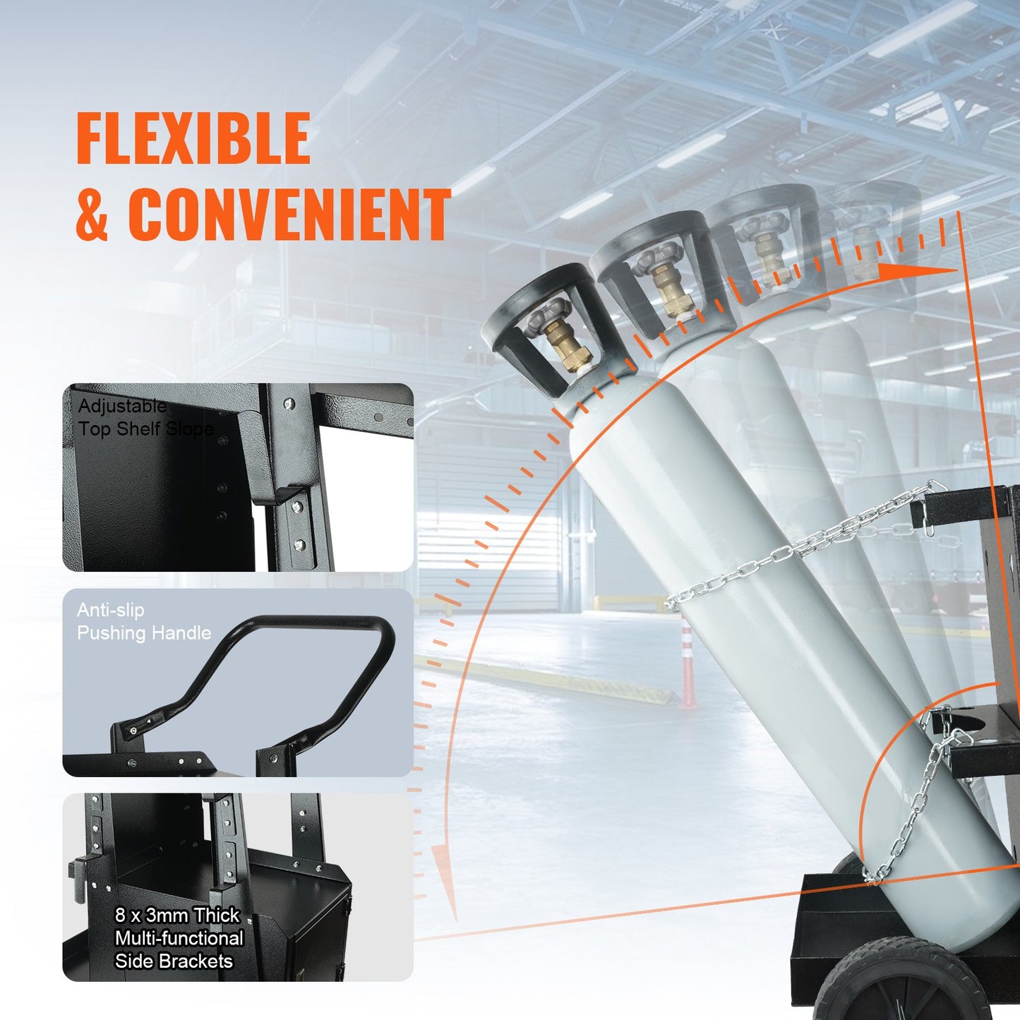 Schweißwagen, 2-stufiger Hochleistungs-Schweißwagen mit diebstahlsicherem, abschließbarem Schrank, 265 Pfund Tragkraft, 360°-Lenkräder, Sicherheitsketten zur Tanklagerung, Schweißschrank für WIG, ARC, Plasmaschneider