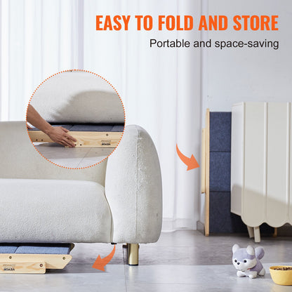 Haustiertreppe aus Holz mit 3 Stufen, 2-in-1, faltbare Hundetreppe, 150 lbs