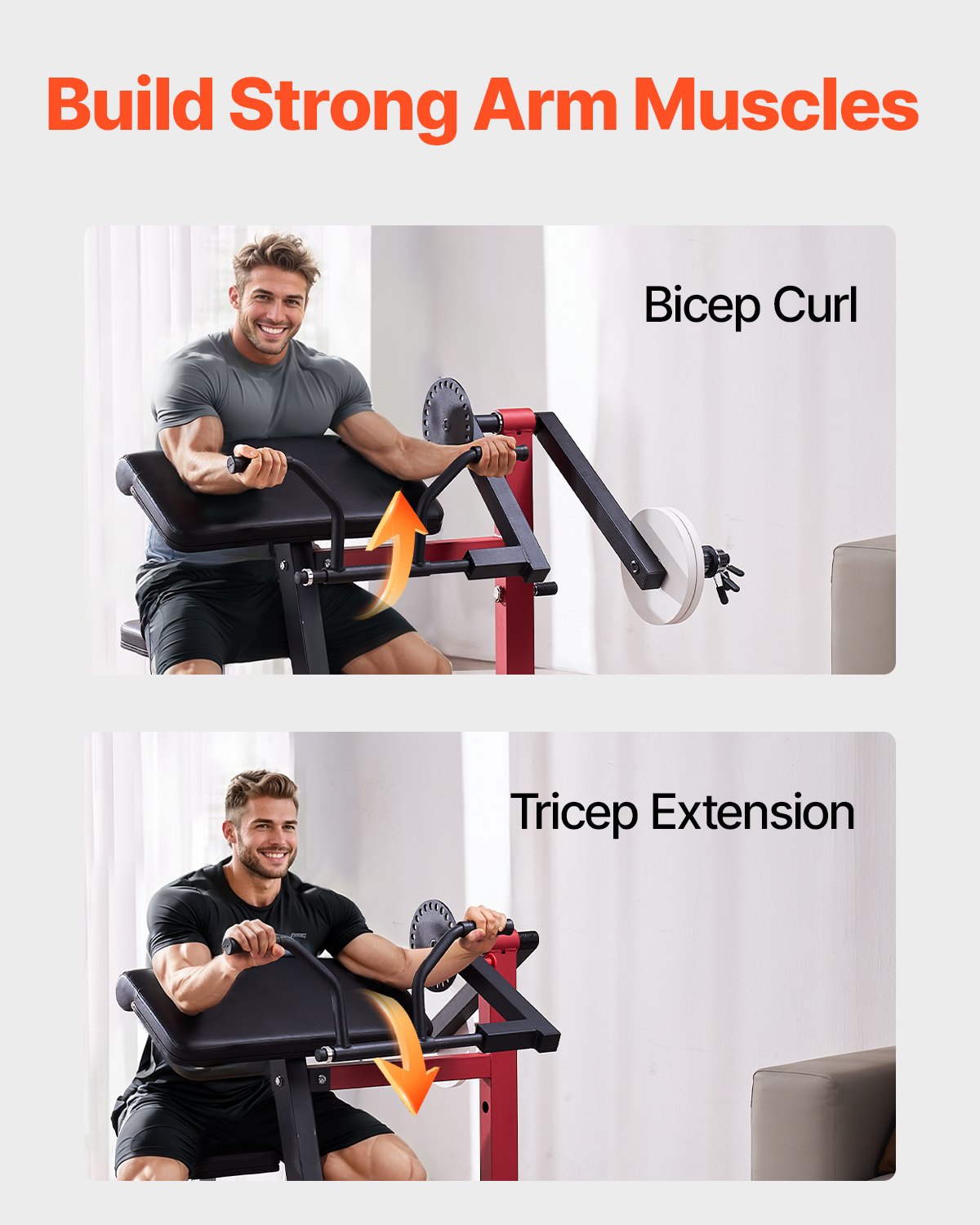 2 in 1 Preacher Curl Bench Bicep Curls och Triceps Extension Machine