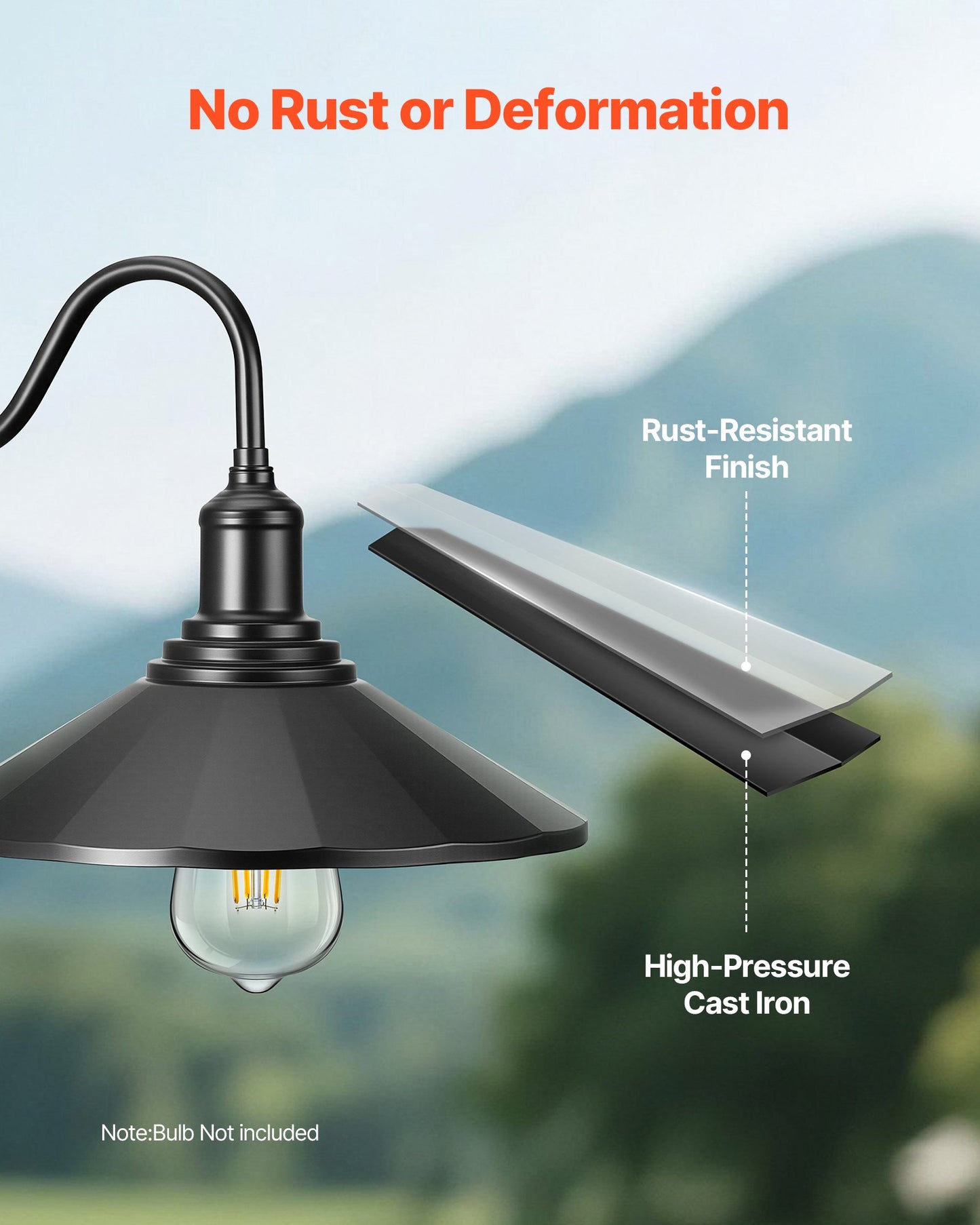 Outdoor Barn Light, 11.5 in Diameter, 1-Pack Farmhouse Gooseneck Light Fixture, Exterior Wall Sconce, with Vintage Style, Anti-Rust, E26 Bulb Compatible for Porch, House, Entryway, Garage, Black