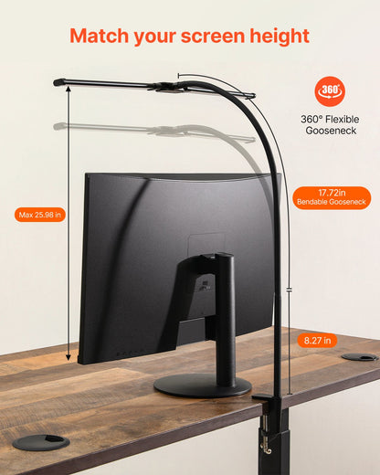 LED Desk Lamp with Clamp, Double Head Architect Desk Lamp for Home Office, Eye-Caring Desk Light with 360° Adjustable Gooseneck, 50 Lighting Modes & Timer Function for Studying Working Drawing
