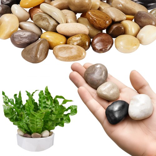 Natural River Rocks, 1-2 inch 15 lbs, Decorative Multi-Color Pebble Stones, Smooth & Polished Garden Landscaping Stones, Paving Plant Rocks for Fish Tank, Flower Pots, Water Fountains, Pathways