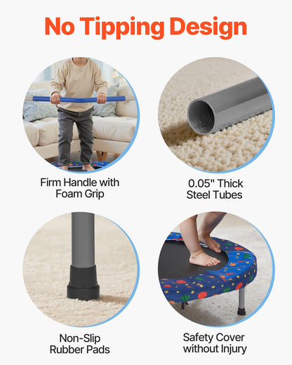 36" Kids Trampoline, 3FT Indoor Outdoor Trampoline, Foldable Mini Trampoline with Handle, Rebounder Trampoline for Toddlers, Birthday Gift for 3+ Years Children, Boys Girls for Fun, Bule