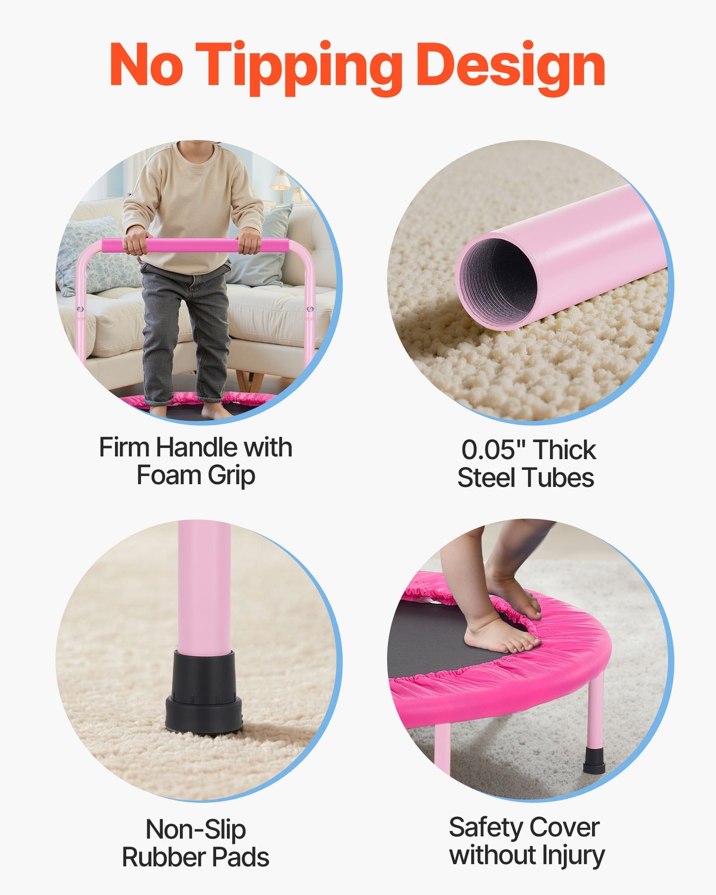 36" Kids Trampoline, 3FT Indoor Outdoor Trampoline, Foldable Mini Trampoline with Handle, Rebounder Trampoline for Toddlers, Birthday Gift for 3+ Years Children, Boys Girls for Fun, Pink