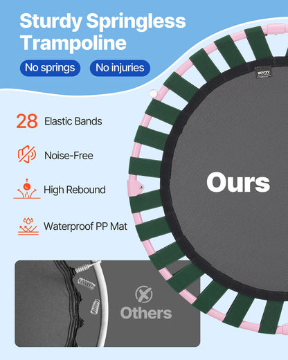 36" Kids Trampoline, 3FT Indoor Outdoor Trampoline, Foldable Mini Trampoline with Handle, Rebounder Trampoline for Toddlers, Birthday Gift for 3+ Years Children, Boys Girls for Fun, Pink