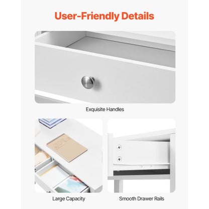 Litet skrivbord med lådor Barnskrivbord för sovrum Enkelt studiebord Vitt |  EU