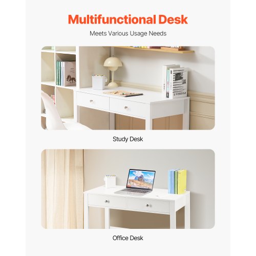 Litet skrivbord med lådor Barnskrivbord för sovrum Enkelt studiebord Vitt |  EU