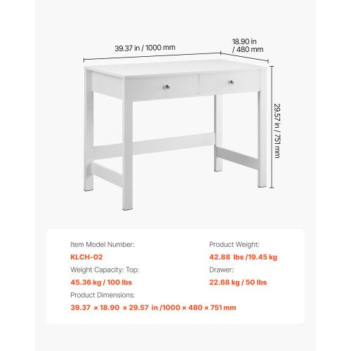 Litet skrivbord med lådor Barnskrivbord för sovrum Enkelt studiebord Vitt |  EU