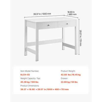 Litet skrivbord med lådor Barnskrivbord för sovrum Enkelt studiebord Vitt |  EU