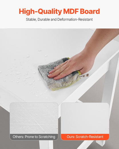 Small Desk with Drawers, Kids Desk for Bedroom, Modern Simple Study Table for Drawing, Reading, Writing, Rectangle MDF Furniture Study Storage Table for Home, Office, White