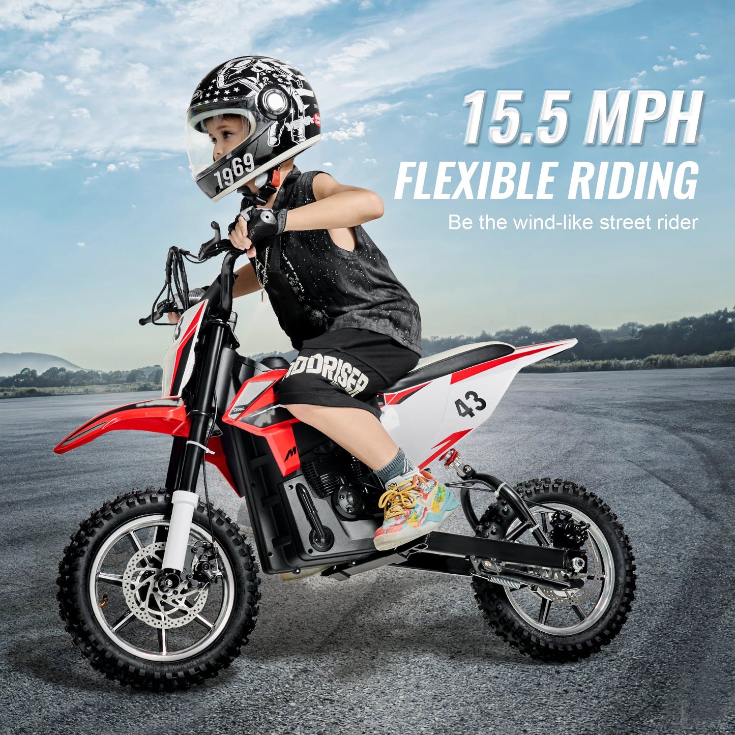 Kids Ride On Motorcycle, 36V Battery Powered Electric Motorcycle with Speed Up to 15.5mph, Treaded Tires, Battery Gauge, Dual Brakes, Ride on Toys for Children Boys Girls Aged 14+