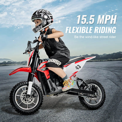 Kids Ride On Motorcycle, 36V Battery Powered Electric Motorcycle with Speed Up to 15.5mph, Treaded Tires, Battery Gauge, Dual Brakes, Ride on Toys for Children Boys Girls Aged 14+