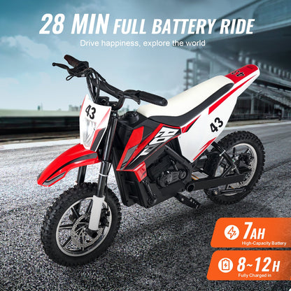 Kids Ride On Motorcycle, 36V Battery Powered Electric Motorcycle with Speed Up to 15.5mph, Treaded Tires, Battery Gauge, Dual Brakes, Ride on Toys for Children Boys Girls Aged 14+