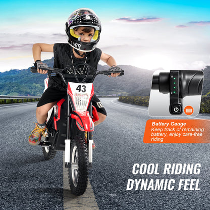Kids Ride On Motorcycle, 36V Battery Powered Electric Motorcycle with Speed Up to 15.5mph, Treaded Tires, Battery Gauge, Dual Brakes, Ride on Toys for Children Boys Girls Aged 14+