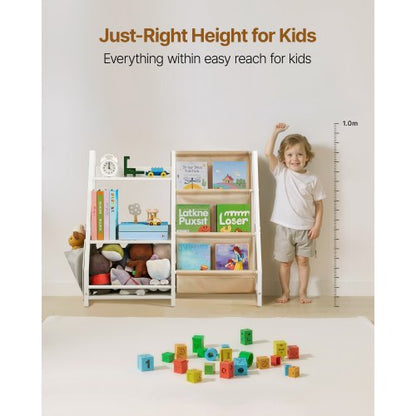 3-vånings barnbokhylla, leksaksförvaring för småbarn, bokhylla för barnrum med lyftsele och förvaringsväska, förvaringsbokhyllor för barnrum, lekrum, dagis, barnkammare |  EU