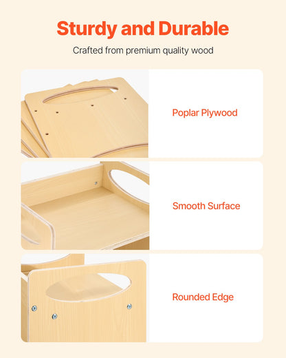 Montessori Weaning Table and Chair Set, Wooden Toddler Table and Chair Set for Aged 1-5, Adjustable Height Kids Montessori Chair and Activity Table, Ideal for Reading, Eating, Playing - Natural