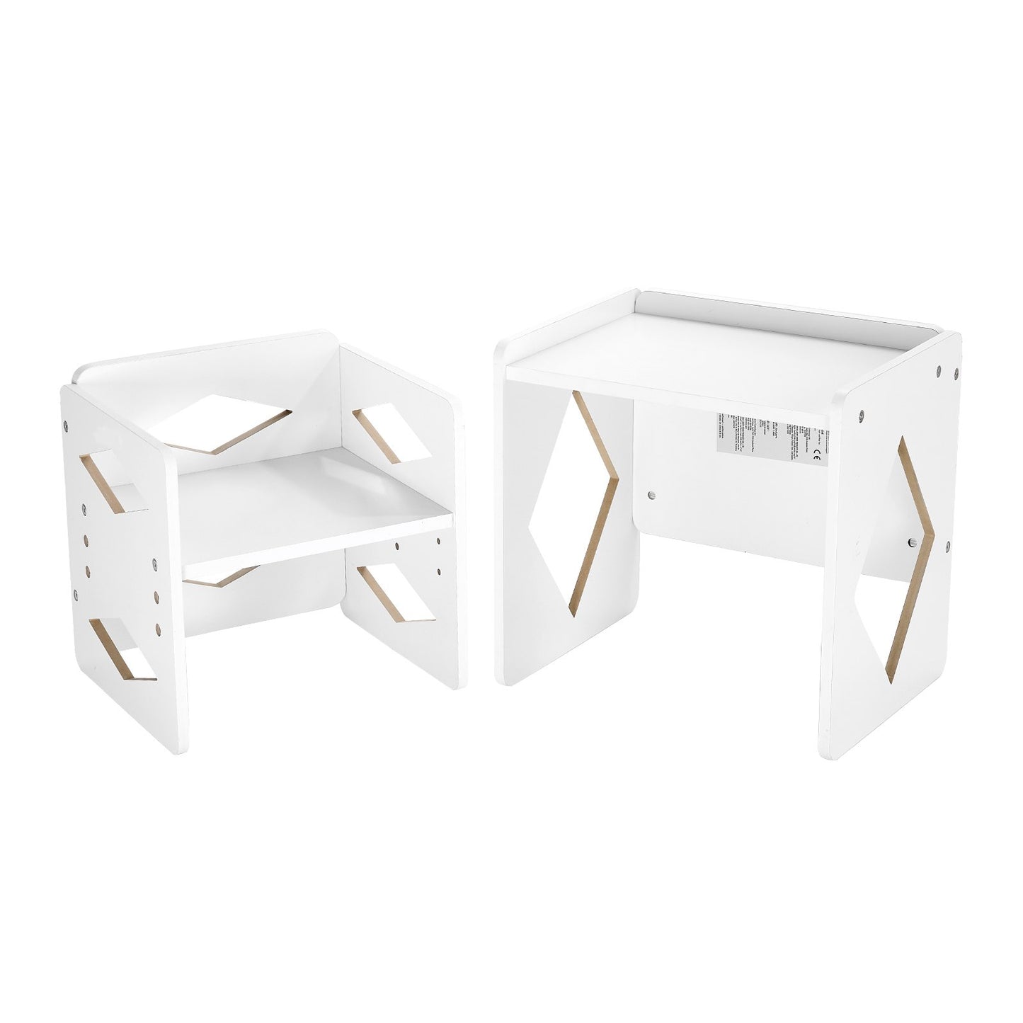 Montessori Weaning Table and Chair Set, Wooden Toddler Table and Chair Set for Aged 1-5, Adjustable Height Kids Montessori Chair and Activity Table, Ideal for Reading, Eating, Playing - White