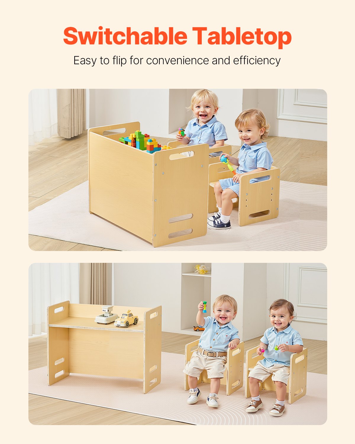 Weaning Table and Chair Set Montessori Toddler Desk with 2 Chairs Wood