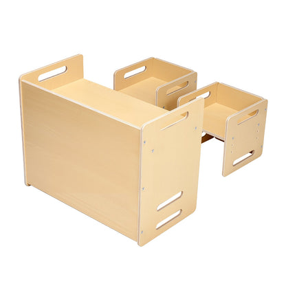 Weaning Table and Chair Set Montessori Toddler Desk with 2 Chairs Wood