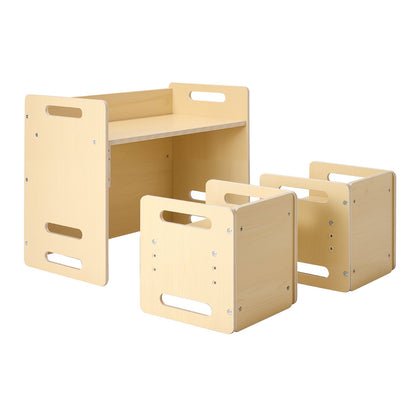 Weaning Table and Chair Set Montessori Toddler Desk with 2 Chairs Wood