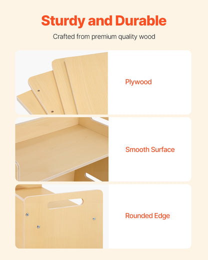Montessori Weaning Table and Chair Set, Wooden Toddler Table and Chair Set with 2 Chairs, Adjustable Height Montessori Chair and Activity Table, Ideal for Reading, Eating, Playing - Natural