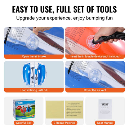 Uppblåsbara Bumper Balls 2-pack, 3FT/0,9M Body Sumo Zorb Balls för barn och tonåringar, hållbara PVC Human Hamster Bubble Balls för utomhusspel för lagspel, Bumper Bopper Leksaker för lekplats, trädgård, park