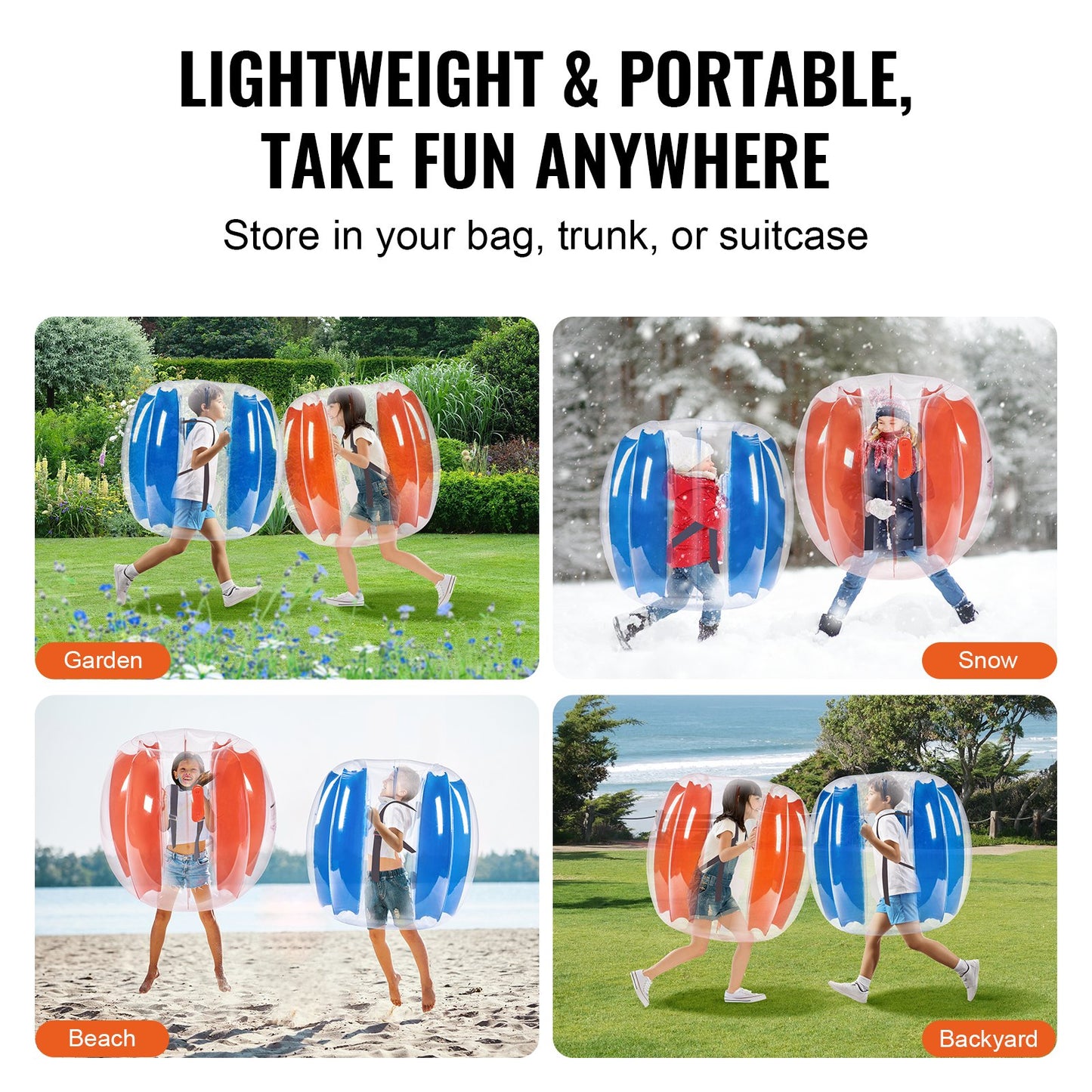 Uppblåsbara Bumper Balls 2-pack, 3FT/0,9M Body Sumo Zorb Balls för barn och tonåringar, hållbara PVC Human Hamster Bubble Balls för utomhusspel för lagspel, Bumper Bopper Leksaker för lekplats, trädgård, park